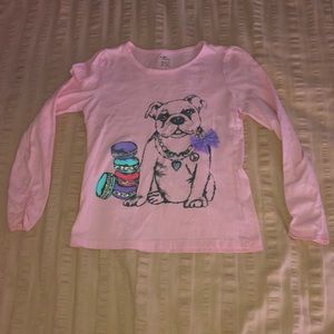 Girls Childrens Place Bulldog Pink Long Sleeve Tee